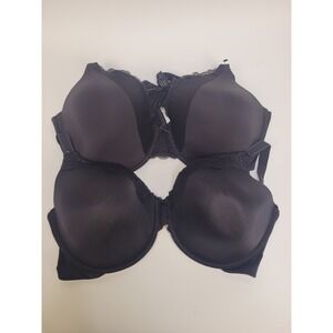 Lot of 2 Maidenform Comfort Devotion Underwire Bras 42D Black Lace Lined Padded